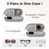 Huvon Double Eyeglasses Case, Dual Glasses Sunglasses Organizer with Zipper