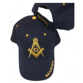 Freemason Embroidered Navy Blue Adjustable Hat Mason Masonic Lodge Baseball Cap