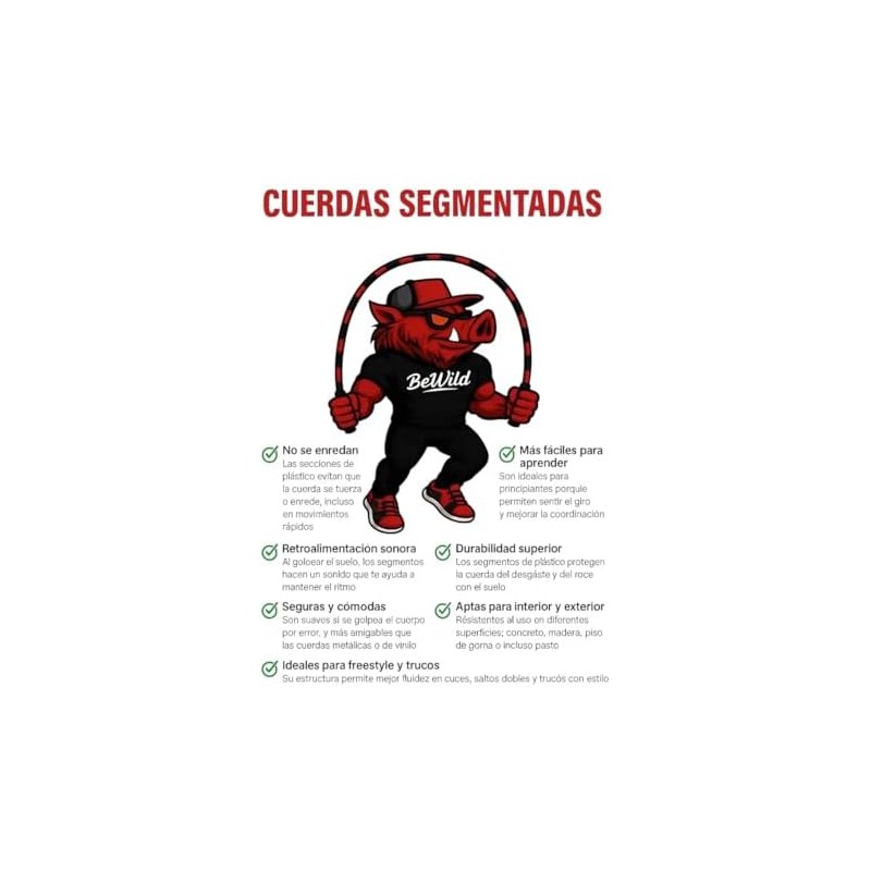 Wild Hog Cuerda de Saltar Segmentada – Especial para Principiantes-Nuevo