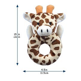 Doindute Baby Giraffe Soft Rattle Toy, Plush Giraffe Infant Shaker Rattle Easy-Grasp Stuffed Animal Toy, Gifts for Newborns Babies Toddlers Boys Girls, Yellow, 6 Inches