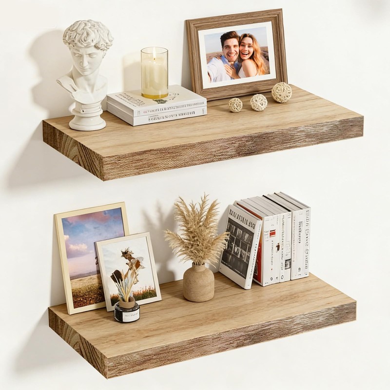 Floating Shelves for Wall, Solid Wood Wall Shelves Set of