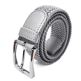 Glamexx24 Unisex Braided Belt, Elastic Fabric Stretch Belt for Men and Women, lightgrey