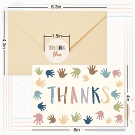 Whaline 36Pcs Boho Thank You Cards with Envelope Sticker Colorful Dot Heart Handprint Print Thank You Greeting Cards Blank Appreciation Gift Cards for Holiday Birthday Wedding Party Supplies
