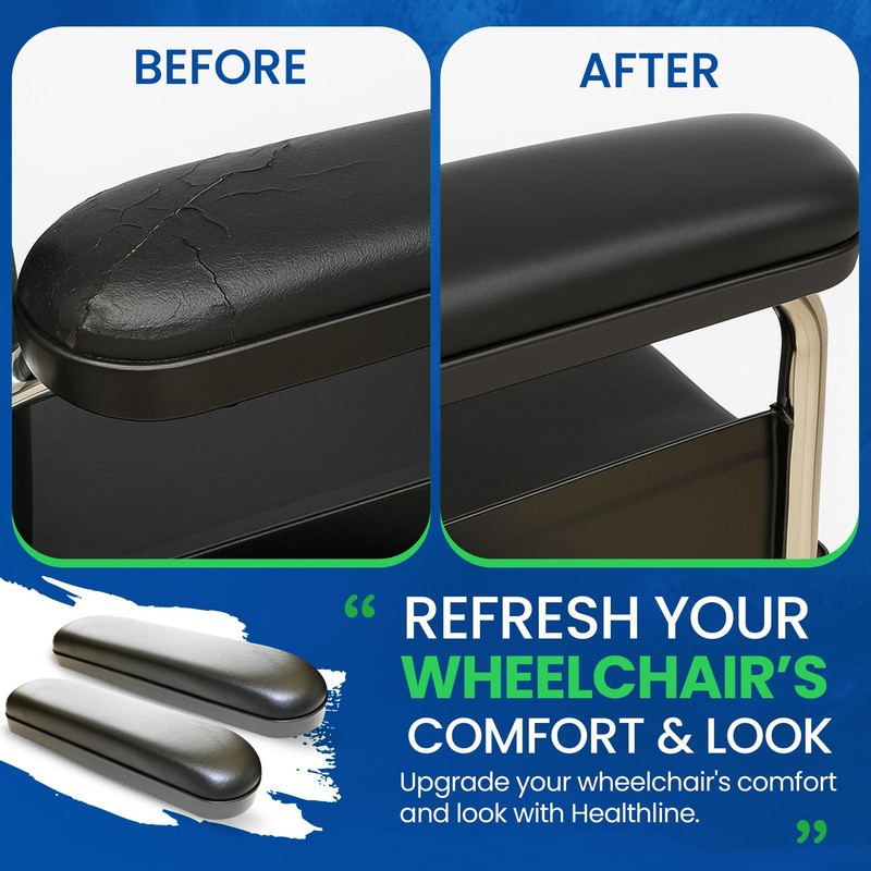 Healthline Padded Armrest For Wheelchairs Vinyl Pair, Universal Arm Pads