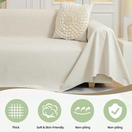 BEXTERN Waterproof Couch Cover for Dogs,Velvet Couch Covers for Sectional Sofa,Non-Slip Sofa Slipcovers for 2 Cushion Couch,White Washable Furniture Protector Covers for Pets,Loveseat,Large,71 * 118"