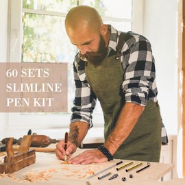 Colarr 60 Pcs Twist Pen Kits for Woodturning 7mm Slimline Pen Bulk with Refill Starter Package Woodturning Project for DIY Crafts Gifts(Black)