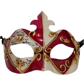 LannaKind Colombina Handmade Venetian Mask Eye Mask for Men and Women (C02 Red)