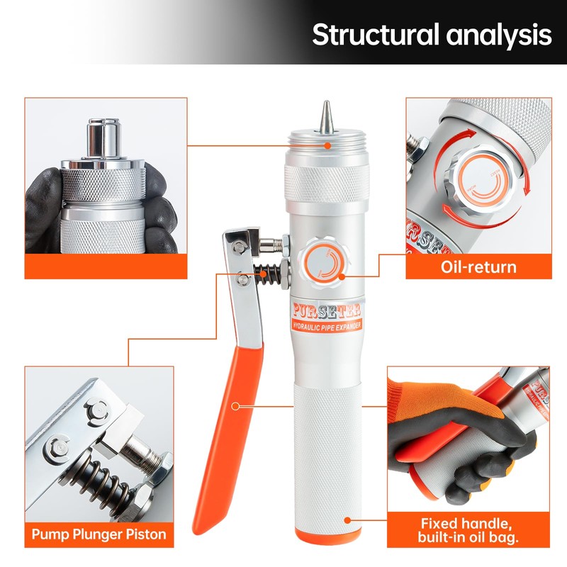 Purseter HVAC Hydraulic SWAGING tool kit for copper tubing Expanding