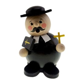 Hess Holzspielzeug 40011 - Kugelräuchermann aus Holz, Pastor, ca. 12 cm, Dekoration für die Advents- und Weihnachtszeit aus dem Erzgebirge