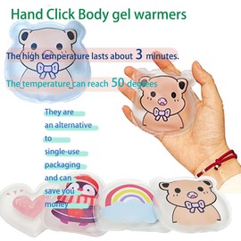 Reusable Heat Packs, Cartoon Warm Hands Treasure, Hand Warmers, Reusable Hand Warmers, Heating Packs, Gel Hand Warmers, Hot Compress, Hand Click on Body Gel Heater (Heart) (Transparent B, S)