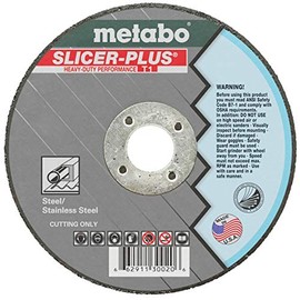 Metabo 4-1/2-inch Slicer Plus Wheel | Type 27 | 4.5" x 0.045" x 7/8" | A60TX | Zirconia Alumina | Super Performance | Improved Performance in Steel, Stainless Steel | 655351000