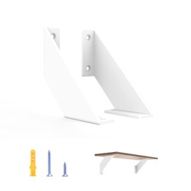 SPOROOT Floating Shelf Bracket, White, Shelf Angle Bracket, Metal Shelf Bracket, Wall Shelf Bracket, 10 cm (2 Pieces)