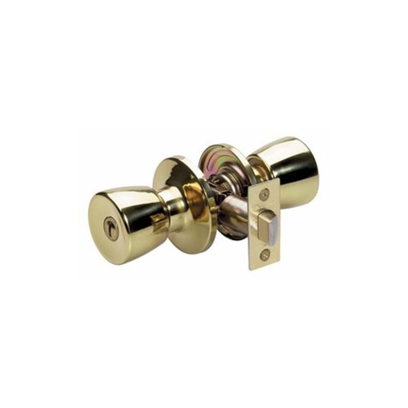 Master Lock TUO0303 Tulip Door Knob with Lock, Polished Brass