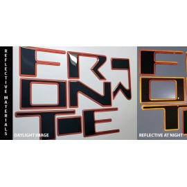 AUTOCARIMAGE Tailgate raised reflective letters for NISSAN FRONTIER 22 23 24 lava red outline