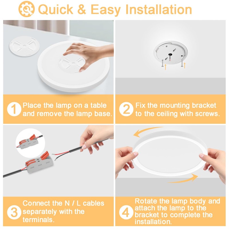 BOSITE Ceiling Light LED 30 W, 4000 K Round Ceiling