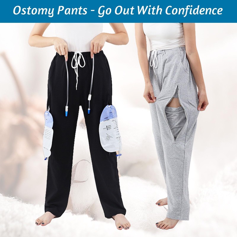 SOEDZUNG Urine Bag Holder Pants for Men Women with Double