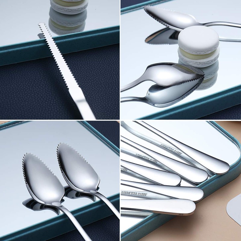 HOMQUEN Grapefruit Spoons 5 Pieces Set, 4 Stainless Steel Spoon