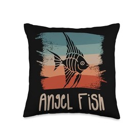 Angel Fish Lover Gifts Retro Vintage Angel Fish Throw Pillow, 16x16, Multicolor