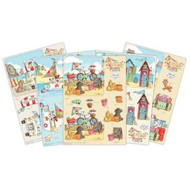 Craft Consortium Sandy Paws 3D Decoupage Set - 10 Sheets, 5 Designs, White Cardstock