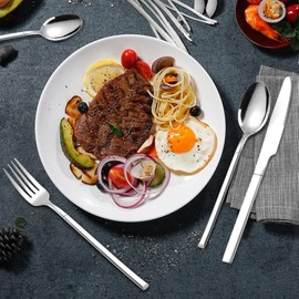 OriGlam Silverware Set, Stainless Steel Flatware Cutlery Set, Eating Utensils Tableware Include Fork Knife Spoon, Dishwasher Safe (Silver)