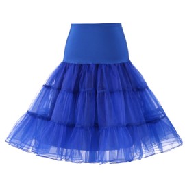 GZKUM clásico 50s Rockabilly Petticoat de 25.5 pulgadas de longitud para mujer, Azul Real, XXL