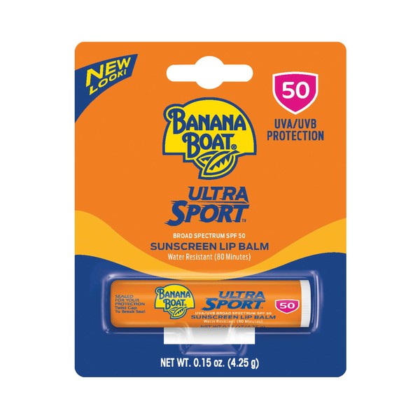 Banana Boat Ultra Sport Sunscreen Lip Balm, New Look, SPF 50+ (Pack of 10)