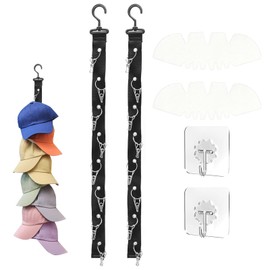 GMHLLES 2 Pcs Baseball Cap Storage, Hat Organizer Clips for Hats Storage, Cap Holder for Hat Display for Baseball Caps Golf Caps Sports Hats(with Clips Card Paper and Hooks)