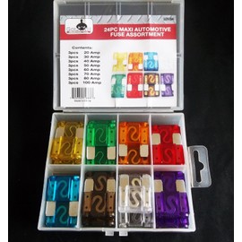 24pc Goliath Industrial Big Maxi Car Blade Fuse Assortment MFA24 FuseS Truck Rv