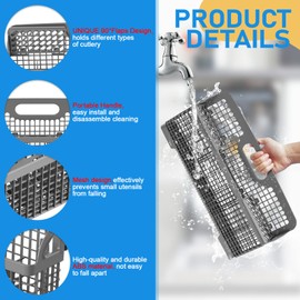 【UPGRADED】WP8562043 8531233 Dishwasher Silverware Basket,For Kitchenaid Whirlpool Dishwasher Utensil Basket Replacement,Universal Dishwasher Cutlery Basket Holder W10190415 WDT730PAHZ0 KDTM354DSS4