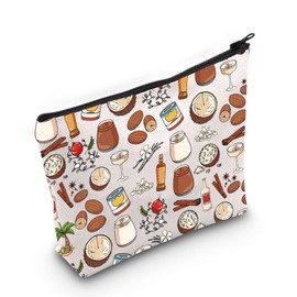 VAMSII Puerto Rico Lover Coquito Design Makeup Bag - Cosmetic Case - Unisex-Adult - Travel - Cotton - Zipper - 9.25" x 6.69" x 9.25" - Coquito Design M
