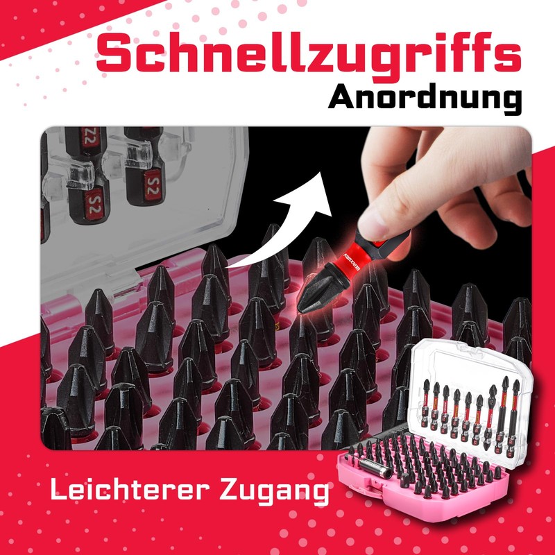Geinxurn 83-Piece Impact Resistant Screwdriver Phillips Pozidriv Bits Set, PH2