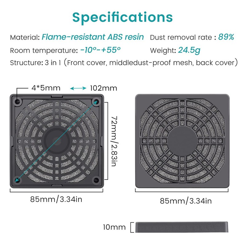 Wathai 80MM PC Fan Dust Filter Cover Computer Mess 4