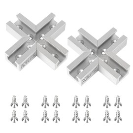 POWERTEC 71415-P2 T-Track Intersection Kit For 3/8" Mitered T Track with Pre-drilled Holes and Mounting Hardware, 2 Sets