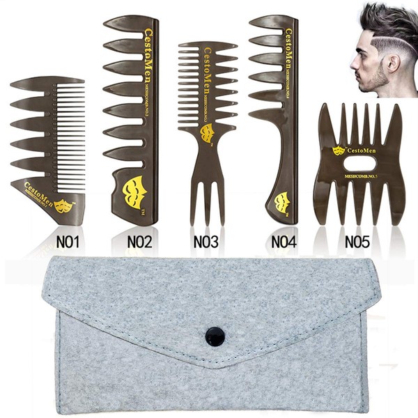 5 PCS Hair Comb Styling Set Barber Hairstylist Accessories,Professional Shaping & Wet Pick Barber Brush Tools, Anti-Static Hair Brush for Men Boys