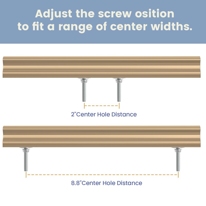 Peaha 10 Pack Adjustable Cabinet Drawer Pulls Overall Length 224mm(8-13/16inch)