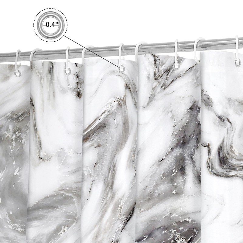 Gibelle Grey Abstract Marble Shower Curtain, Waterproof Fabric, 72x84