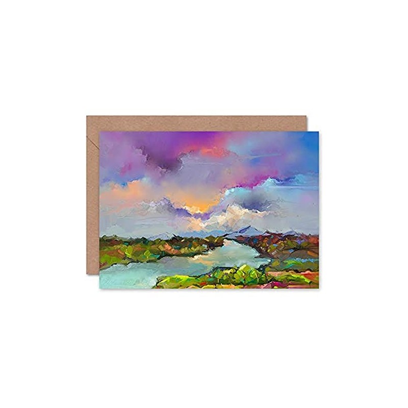 Wee Blue Coo Contemporary Colourful Landscape Greeting Card With Envelope