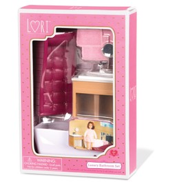 Lori Luxus Badezimmer Set, Zubehör für 15 cm Mini Puppen, Badewanne, Waschbecken und mehr – Puppenzubehör, Accessoires – Spielzeug für Kinder ab 3 Jahre