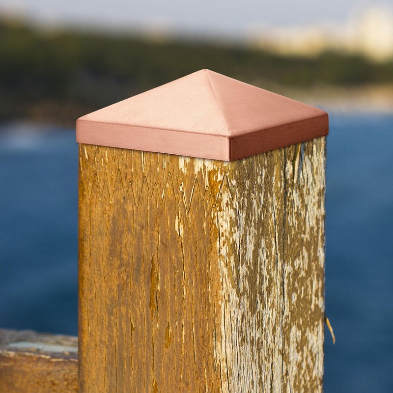 Blulu 2 Pcs 6''x6'' (Actual 5.5''x5.5'') Solid Copper Pyramid Post