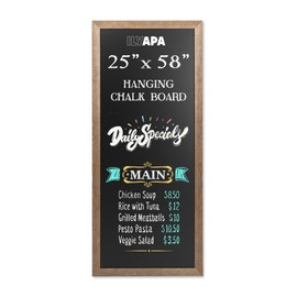 Ilyapa Extra Large Black Magnet Board for Wall - 58 x 25 Inch Wood Wall Hanging Menu for Restaurant, Food Truck, Kitchen or First Day, Barnwood Color