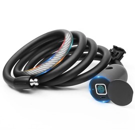 Electronic Cable Lock [No App], eLinkSmart Bicycle Lock Fingerprint with Fingerprint, 150 cm Length, Waterproof, Keyless Cable Bick Lock, Authorised Remote Unlock