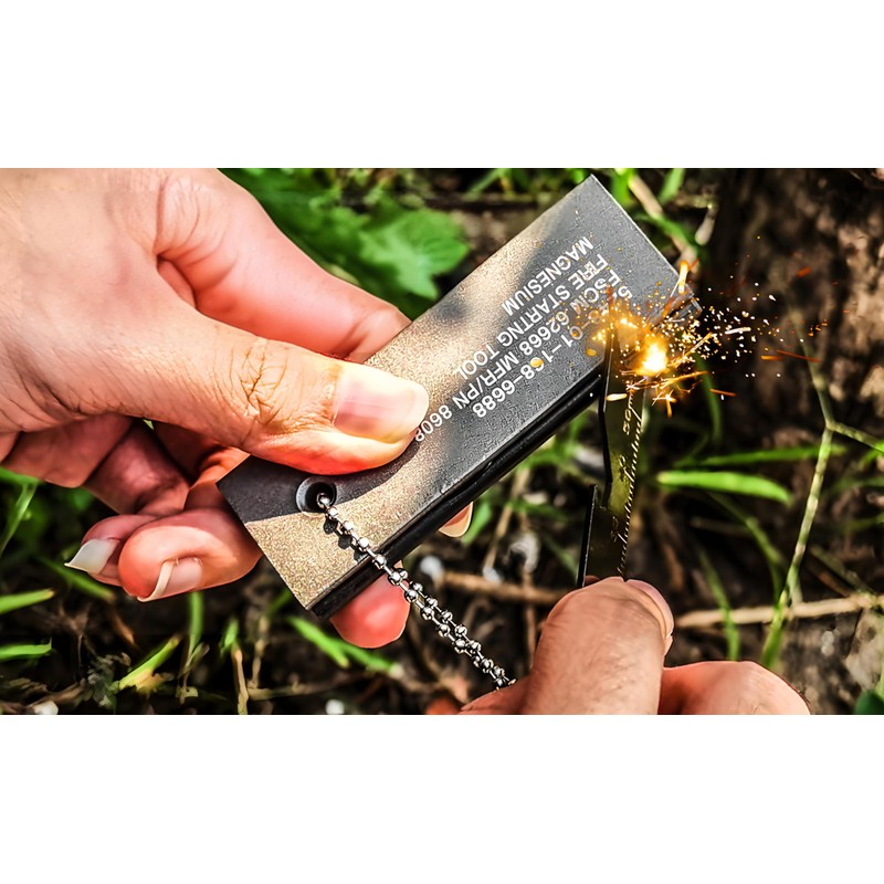 Magnesium Flint Fire Starter, Magnesium Waterproof Matches, Survival Fire Blocks