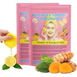 Almohadillas Limpiadoras de Cúrcuma y Ácido Kójico, Lumies - Almohadillas Faciales de Cúrcuma y Ácido Kójico para Limpieza y Exfoliación, Paquete de Esponjas (80 pcs)