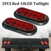 GEARZAAR 2x 10 LED Red 6.5" Oval Stop Turn Brake