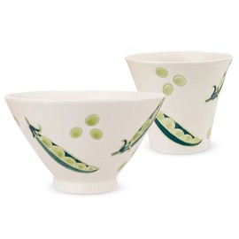 J-kitchens Kobosho Sho~ Fresh Art Anti-Rice Bowl + Shinanti Cup Set, Bean, Hasamiyaki, Made in Japan