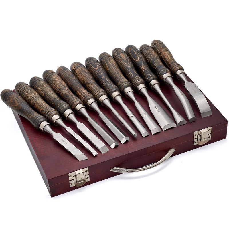 SELFIE CAT 12 Piece Wood Chisel Set for Woodworking Tools
