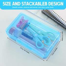 Fainne 24 Pack Pencil Boxes for School Clear Plastic Pencil Case Large Plastic Crayon Box Stackable Classroom Stationery Organizer School Supplies (Light Pink, Light Blue,Mint Green)