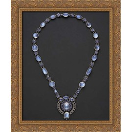 Necklace With Pendant 20x24 Gold Ornate Wood Framed Canvas Art by Louis Comfort Tiffany