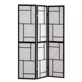Coaster Modern Wood Three Panels Folding Screen Room Divider in Black