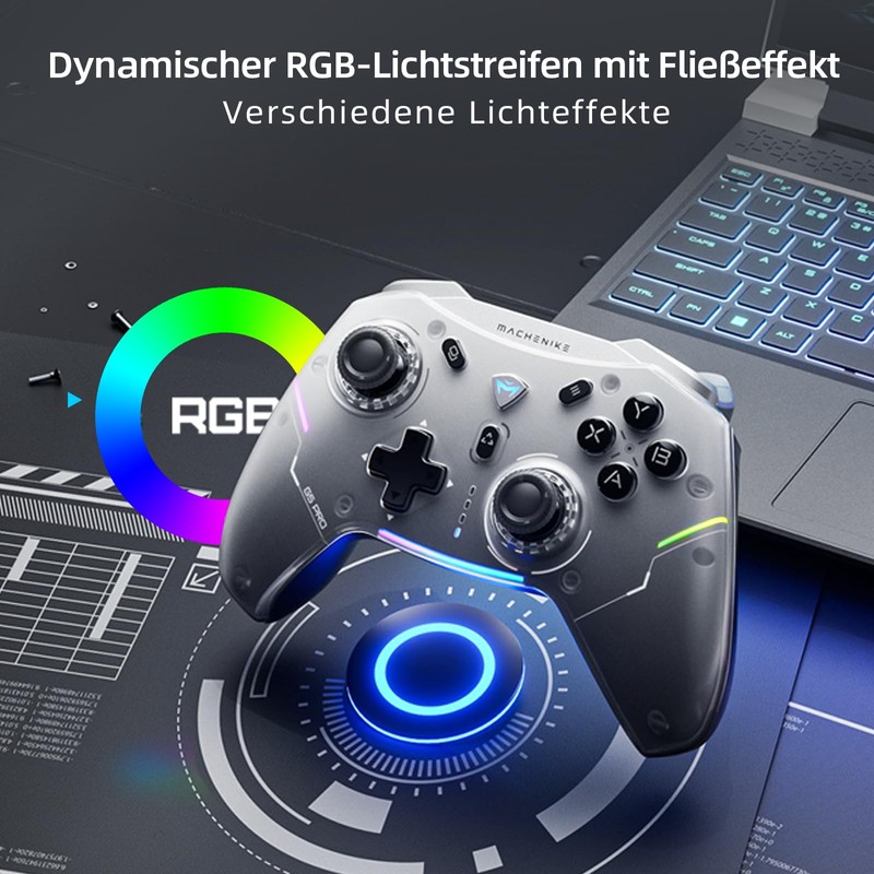 Machenike G5 Pro Wireless Controller für Windows PC/Switch/IOS/Android, RGB Lichter,